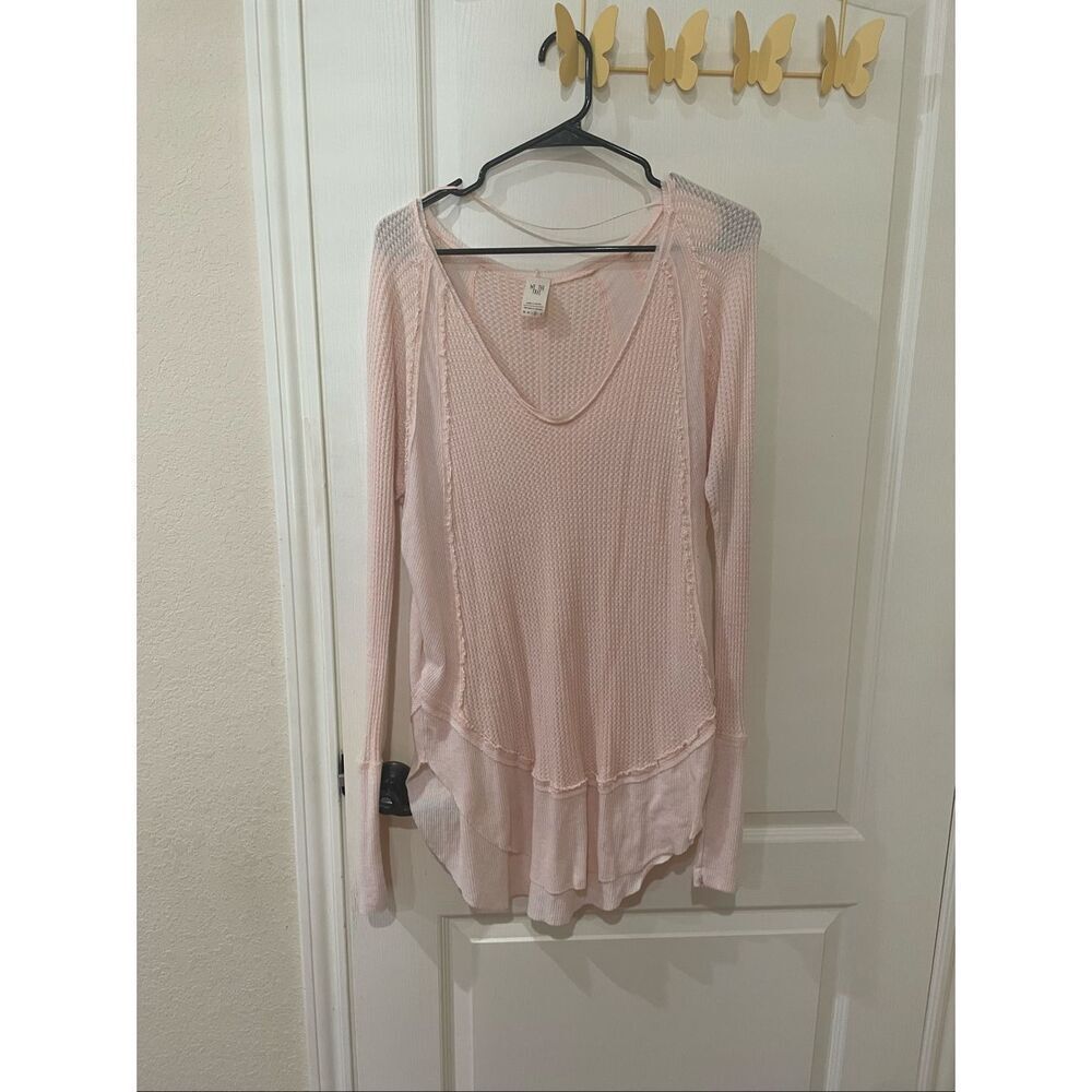 Free People Waffle Knit Long Sleeve Top Size Medium